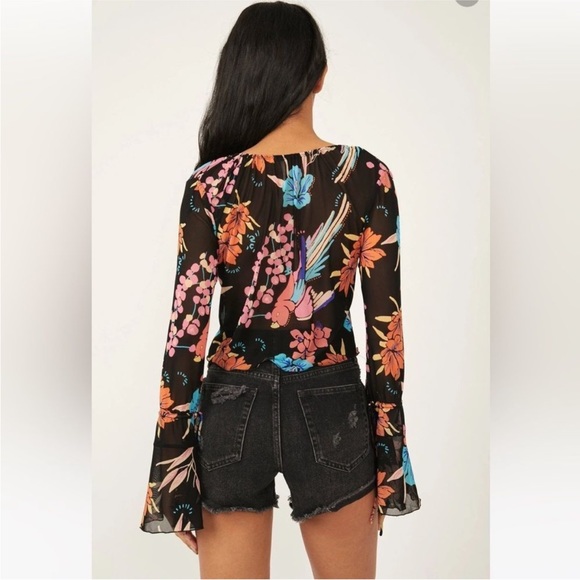 Free People Of Paradise Black Combo long sleeve top XS great condition - Picture 4 of 13